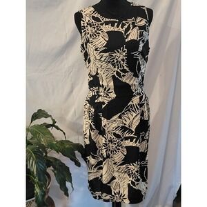 Positive Attitude Vintage Tropical Floral Cutout Back Rayon Dress Black 11/12
